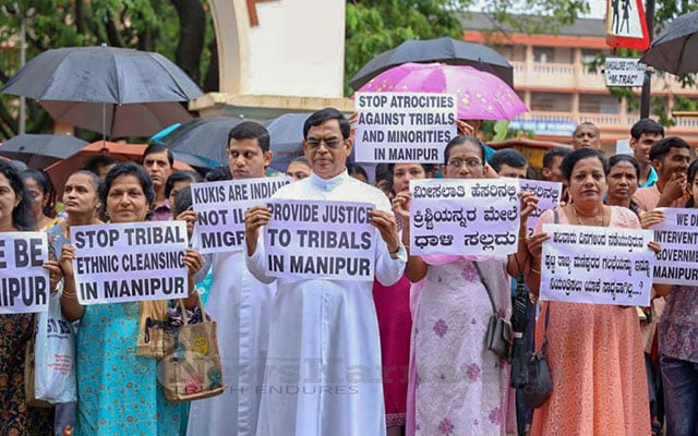 Rosario Cathedral holds silent protest to end Manipur violence