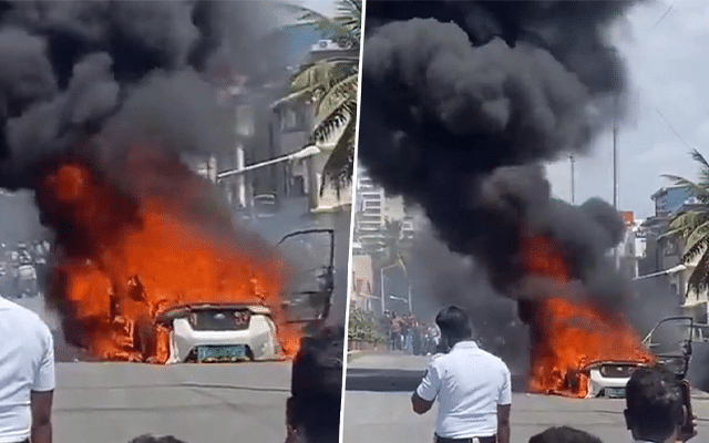 Electric Car on Fire in Bengaluru's JP Nagar: Video Surfaces