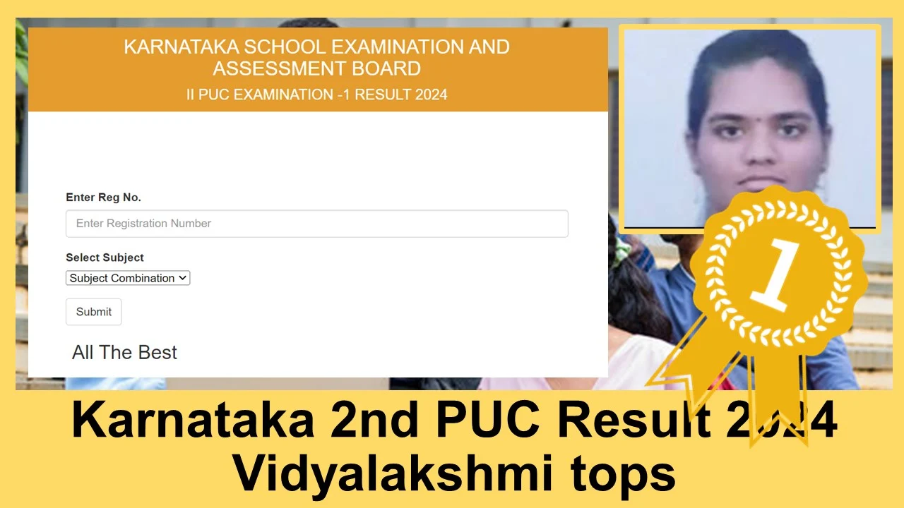 Karnataka 2nd Puc Result 2024 Vidyalakshmi Tops